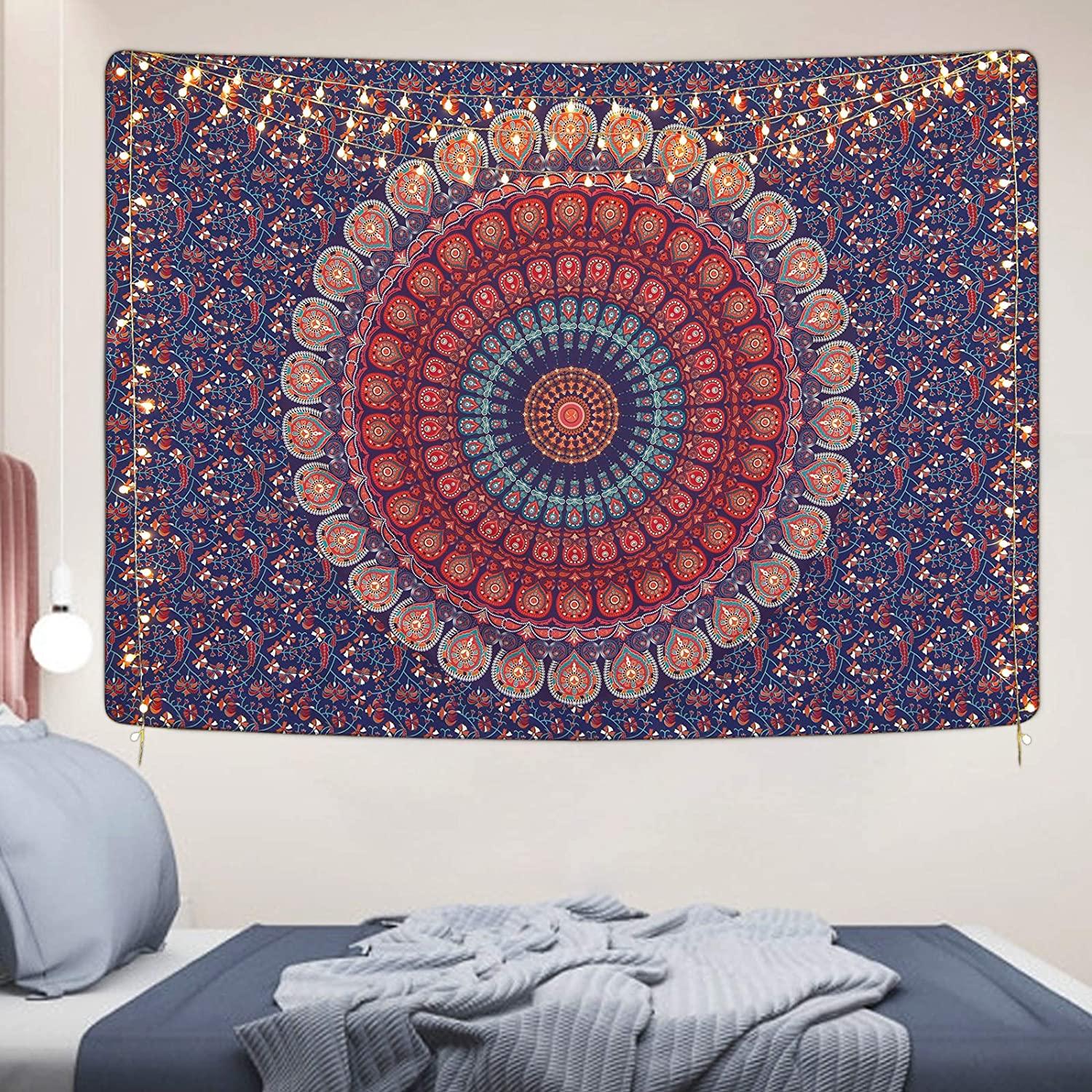 Bohemian Mandala Tapestry Hippie Tapestries Psychedelic Peacock Boho Tapestry Wall Hanging for Bedroom - Decotree.co Online Shop