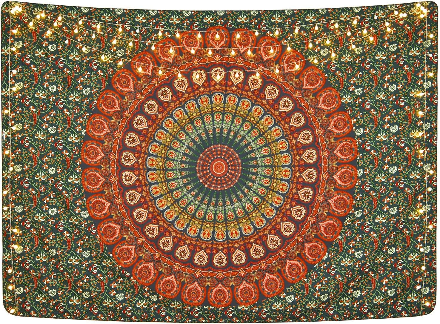 Bohemian Mandala Tapestry Hippie Tapestries Psychedelic Peacock Boho Tapestry Wall Hanging for Bedroom - Decotree.co Online Shop