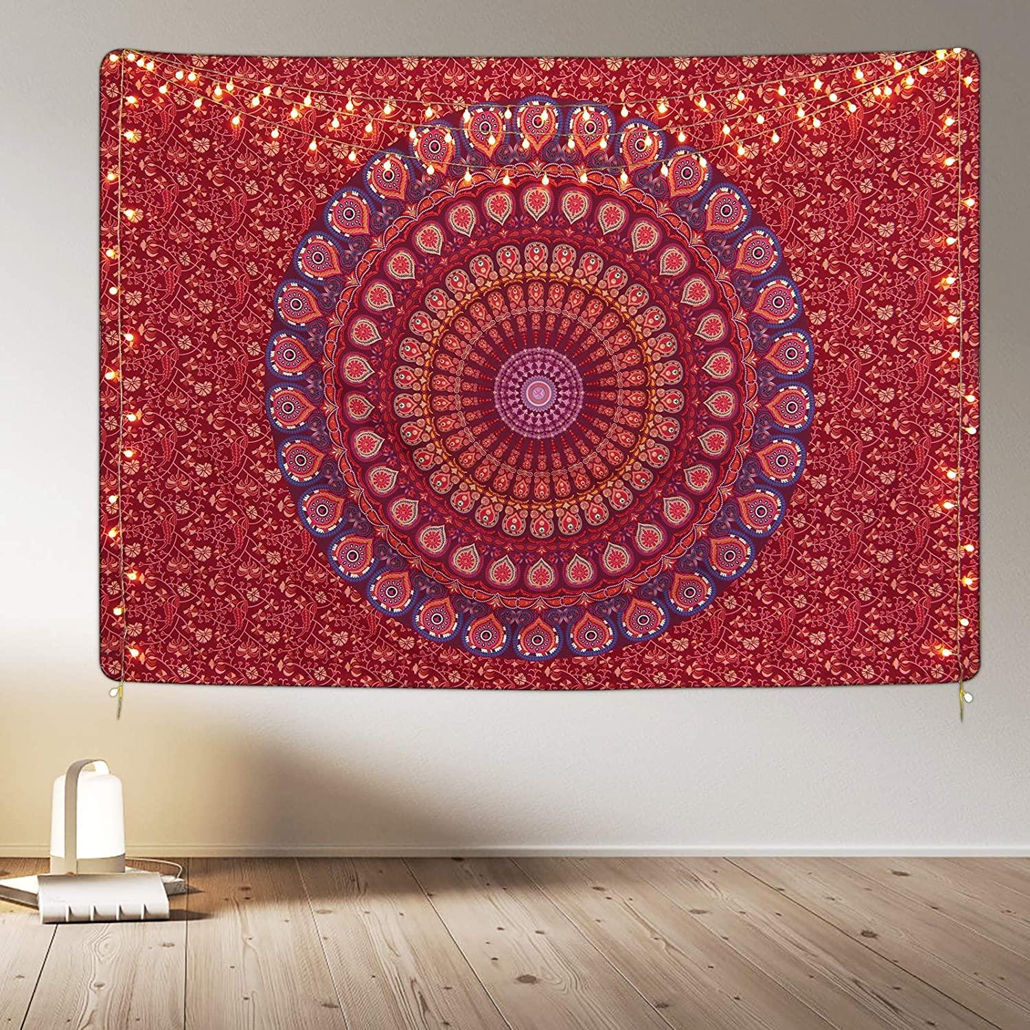 Bohemian Mandala Tapestry Hippie Tapestries Psychedelic Peacock Boho Tapestry Wall Hanging for Bedroom - Decotree.co Online Shop