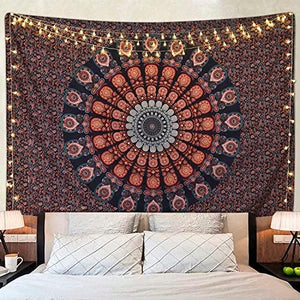 Bohemian Mandala Tapestry Hippie Tapestries Psychedelic Peacock Boho Tapestry Wall Hanging for Bedroom - Decotree.co Online Shop