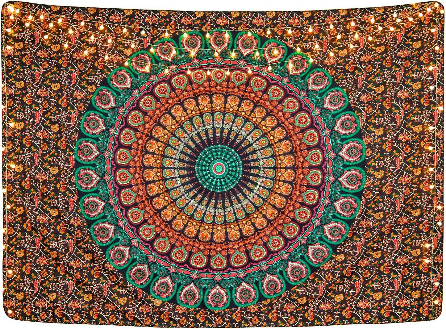 Bohemian Mandala Tapestry Hippie Tapestries Psychedelic Peacock Boho Tapestry Wall Hanging for Bedroom - Decotree.co Online Shop