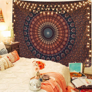 Bohemian Mandala Tapestry Hippie Tapestries Psychedelic Peacock Boho Tapestry Wall Hanging for Bedroom - Decotree.co Online Shop