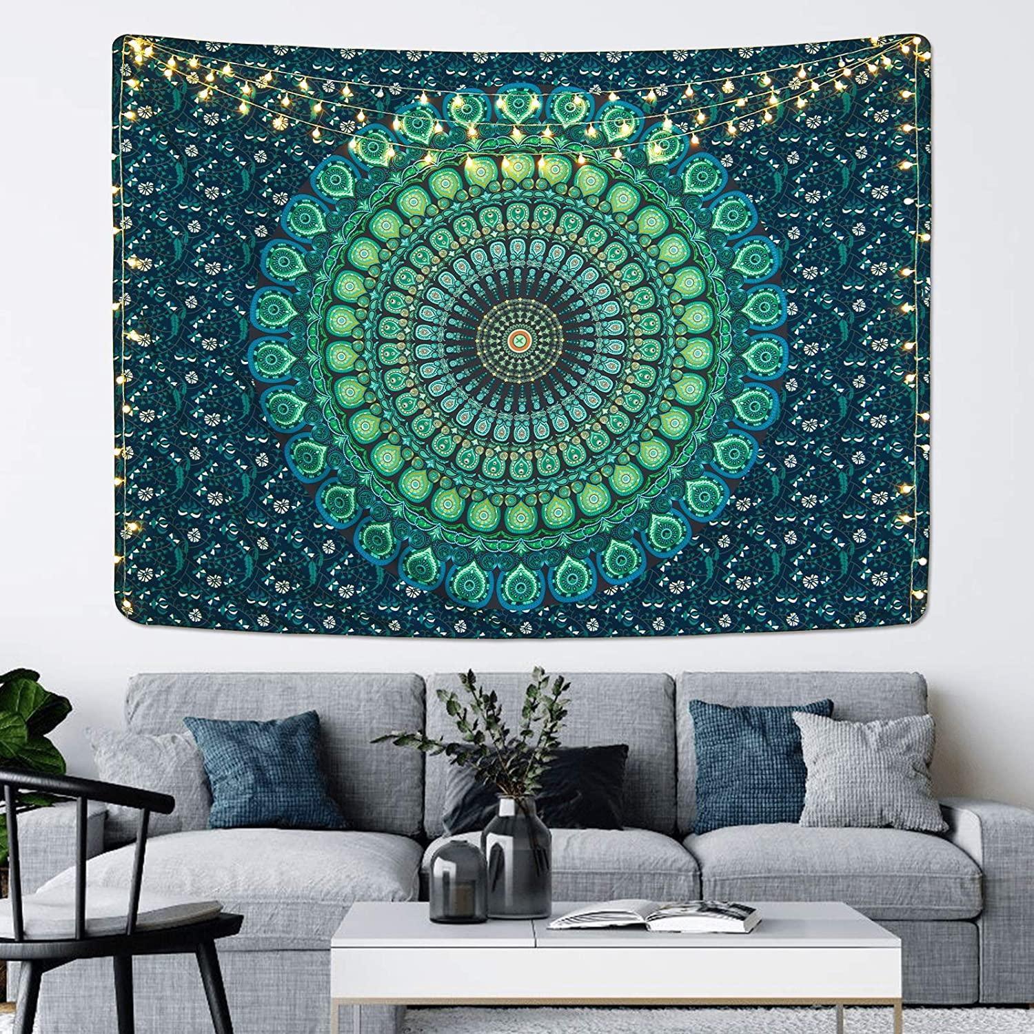 Bohemian Mandala Tapestry Hippie Tapestries Psychedelic Peacock Boho Tapestry Wall Hanging for Bedroom - Decotree.co Online Shop