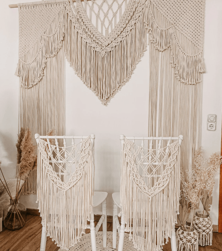 Boho Macrame Wedding Backdrop | Wedding Background For Wedding Ceremony - Decotree.co Online Shop