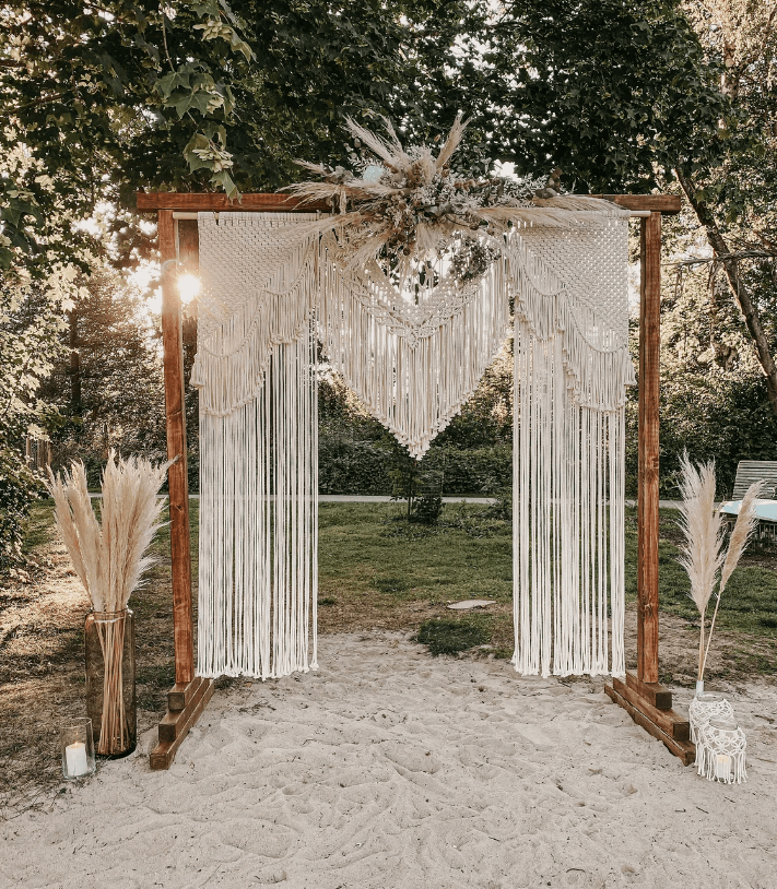 Boho Macrame Wedding Backdrop | Wedding Background For Wedding Ceremony - Decotree.co Online Shop