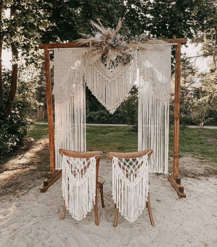 Boho Macrame Wedding Backdrop | Wedding Background For Wedding Ceremony - Decotree.co Online Shop