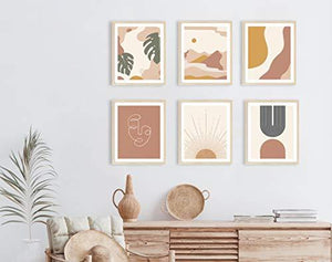 Boho Prints Neutral Wall Art - Set of 6 Boho Art Prints, Mid Century Modern Wall Art, Boho Prints Wall Art UNFRAMED 8x10 - Decotree.co Online Shop