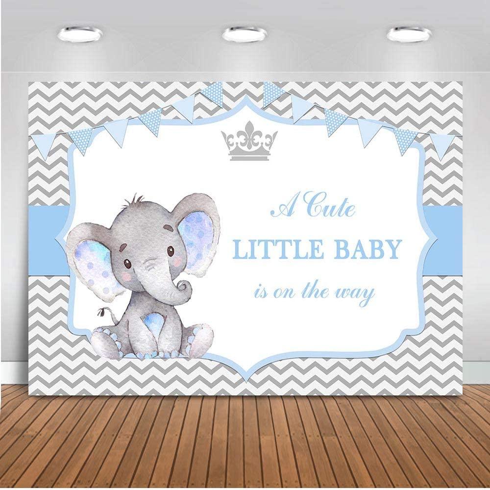 Boy Elephant Baby Shower Backdrop Little Baby Elephant Baby Shower Photography Background - Decotree.co Online Shop