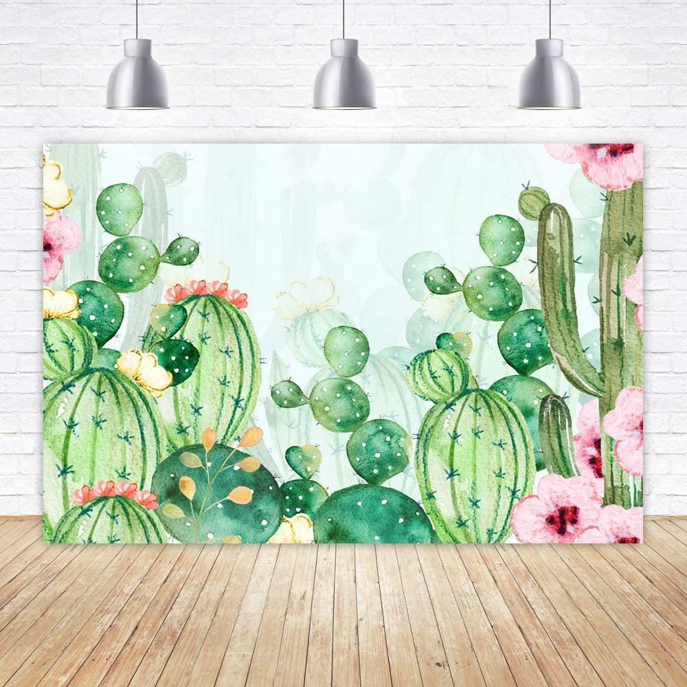 Cactus Floral Fiesta Photo Backdrop Baby Shower Bridal Shower Themed Background for Photography - Decotree.co Online Shop