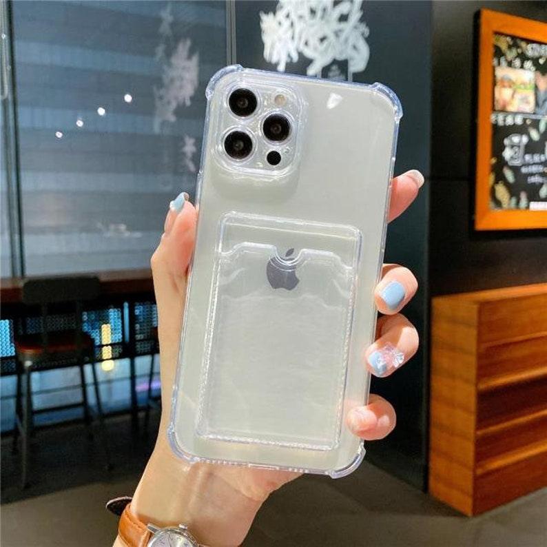 Card Holder Transparent Soft Shockproof Case iPhone 14 13 12 Pro Max Mini 11 XR X XS - Decotree.co Online Shop