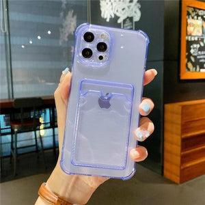 Card Holder Transparent Soft Shockproof Case iPhone 14 13 12 Pro Max Mini 11 XR X XS - Decotree.co Online Shop