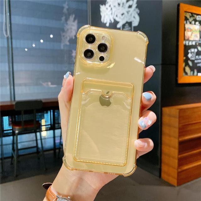 Card Holder Transparent Soft Shockproof Case iPhone 14 13 12 Pro Max Mini 11 XR X XS - Decotree.co Online Shop