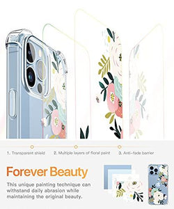 Case Compatible with iPhone 13 Pro Max 6.7 Inch 2021, Clear Floral Soft & Flexible TPU Shockproof Protective Cover for Women Girls, Flower Pattern - Decotree.co Online Shop