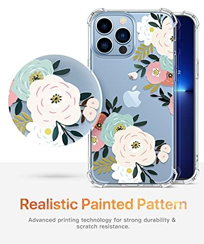 Case Compatible with iPhone 13 Pro Max 6.7 Inch 2021, Clear Floral Soft & Flexible TPU Shockproof Protective Cover for Women Girls, Flower Pattern - Decotree.co Online Shop