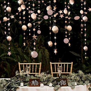 Champagne Gold Party Decoration Circle Dot Garland Twinkle Star Hanging Streamer Stars Banner Backdrop - Decotree.co Online Shop