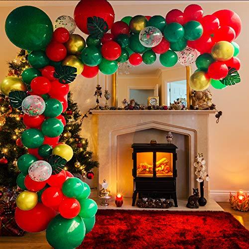 Christmas Balloon Garland Arch kit 115 Pieces with Xmas Red Green Balloon for Christmas Party Decorations - Decotree.co Online Shop