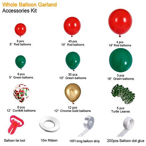 Christmas Balloon Garland Arch kit 115 Pieces with Xmas Red Green Balloon for Christmas Party Decorations - Decotree.co Online Shop