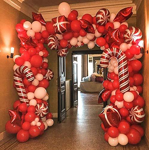 Christmas Balloon Garland Arch kit 144 Pieces with Christmas Red White Candy Balloons Gift Box Balloons - Decotree.co Online Shop