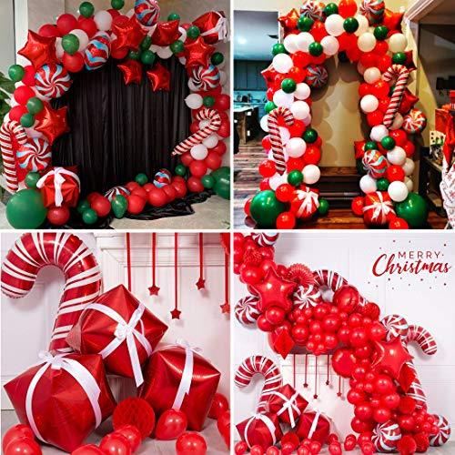 Christmas Balloon Garland Arch kit 172 Pieces with Christmas Red White Candy Balloons Gift Box Balloons Red Star Balloons for Xmas Party Decorations - Decotree.co Online Shop