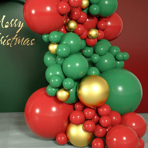 Christmas Balloons Garland Arch Kit Tree 200PCS Red Green Metallic Latex Balloons - Decotree.co Online Shop