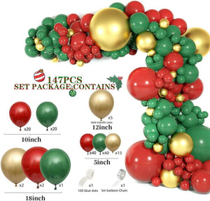 Christmas Balloons Garland Arch Kit Tree 200PCS Red Green Metallic Latex Balloons - Decotree.co Online Shop