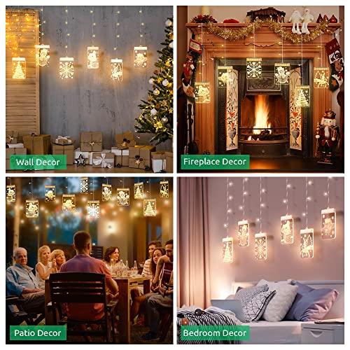 Christmas Decoration LED String Lights, Dimmable Creative 3D Twinkle Hanging Lights with Timer/USB Plug, Remote Control Curtain Lights for Holiday - Decotree.co Online Shop