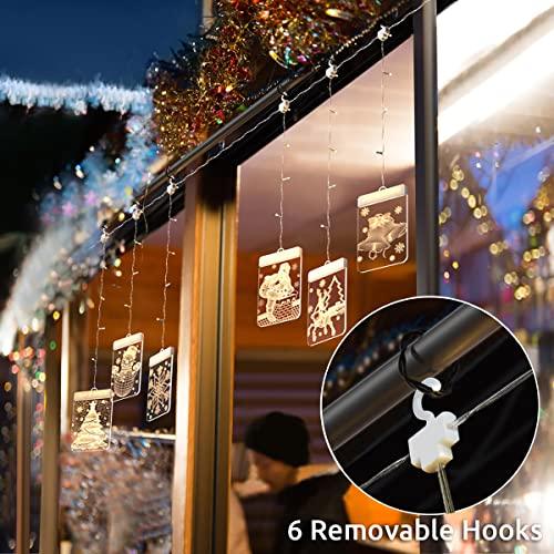 Christmas Decoration LED String Lights, Dimmable Creative 3D Twinkle Hanging Lights with Timer/USB Plug, Remote Control Curtain Lights for Holiday - Decotree.co Online Shop