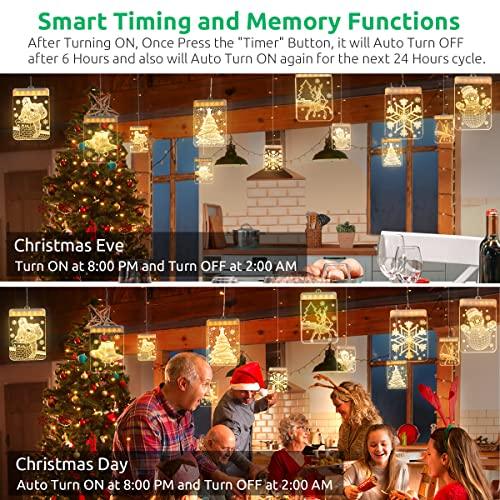 Christmas Decoration LED String Lights, Dimmable Creative 3D Twinkle Hanging Lights with Timer/USB Plug, Remote Control Curtain Lights for Holiday - Decotree.co Online Shop