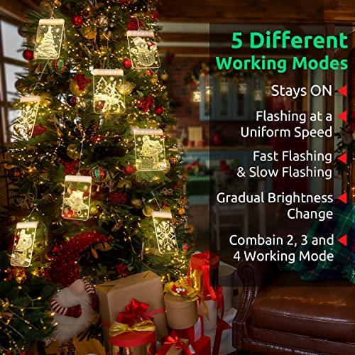 Christmas Decoration LED String Lights, Dimmable Creative 3D Twinkle Hanging Lights with Timer/USB Plug, Remote Control Curtain Lights for Holiday - Decotree.co Online Shop