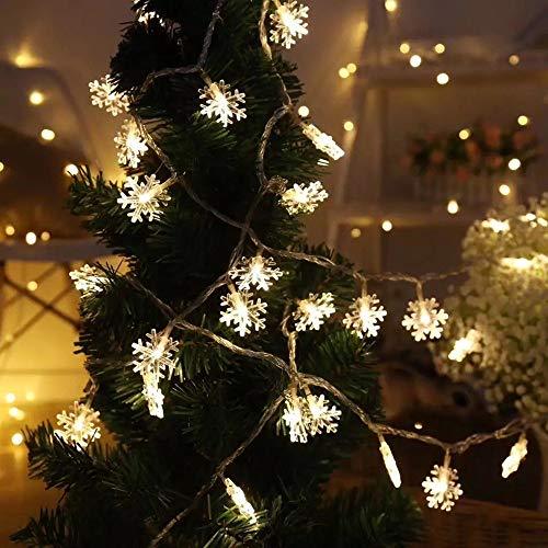 Christmas Lights, Christmas Decorations Snowflake String Lights, 19.6 ft 40 LED Fairy Lights Battery Operated Waterproof for Xmas Garden Patio - Decotree.co Online Shop