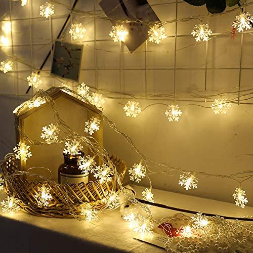 Christmas Lights, Christmas Decorations Snowflake String Lights, 19.6 ft 40 LED Fairy Lights Battery Operated Waterproof for Xmas Garden Patio - Decotree.co Online Shop