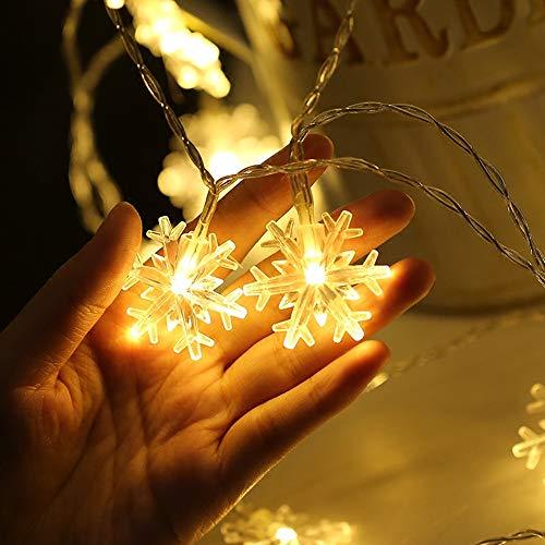 Christmas Lights, Christmas Decorations Snowflake String Lights, 19.6 ft 40 LED Fairy Lights Battery Operated Waterproof for Xmas Garden Patio - Decotree.co Online Shop