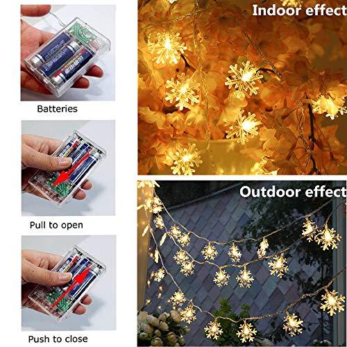 Christmas Lights, Christmas Decorations Snowflake String Lights, 19.6 ft 40 LED Fairy Lights Battery Operated Waterproof for Xmas Garden Patio - Decotree.co Online Shop