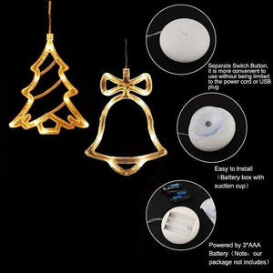 Christmas Lights Snowflake Motif 3 Piece Set Snowflake Ornament LED Lights 3 AAA Battery Operated Warm White Sucker Rope Light for Xmas Party - Decotree.co Online Shop