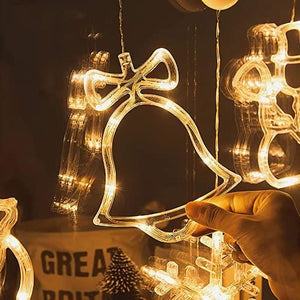 Christmas Lights Snowflake Motif 3 Piece Set Snowflake Ornament LED Lights 3 AAA Battery Operated Warm White Sucker Rope Light for Xmas Party - Decotree.co Online Shop