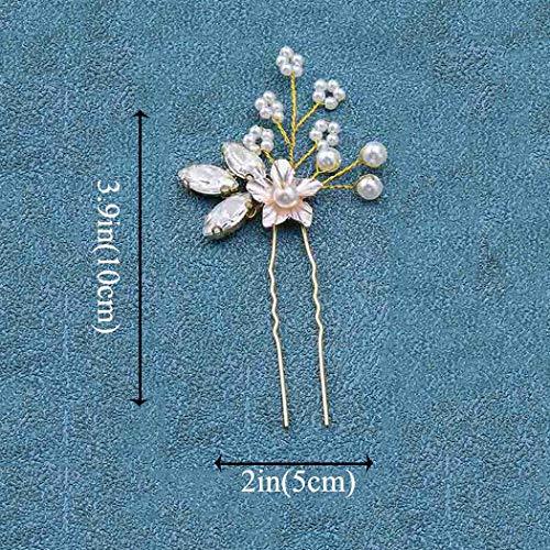 Crystal Bride Wedding Hair Pins Flower Bridal Head Piece Pearl Hair Accessories for Women and Girls (Pack of 3) - Decotree.co Online Shop