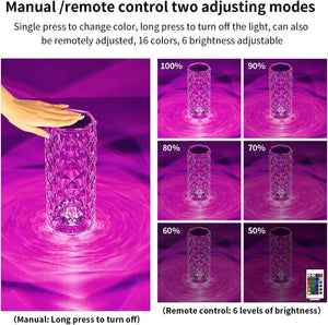 Crystal Table Lamp Rose Lamp, 16 Colors Changing, RGB Touch Lamp with Remote Control - Decotree.co Online Shop