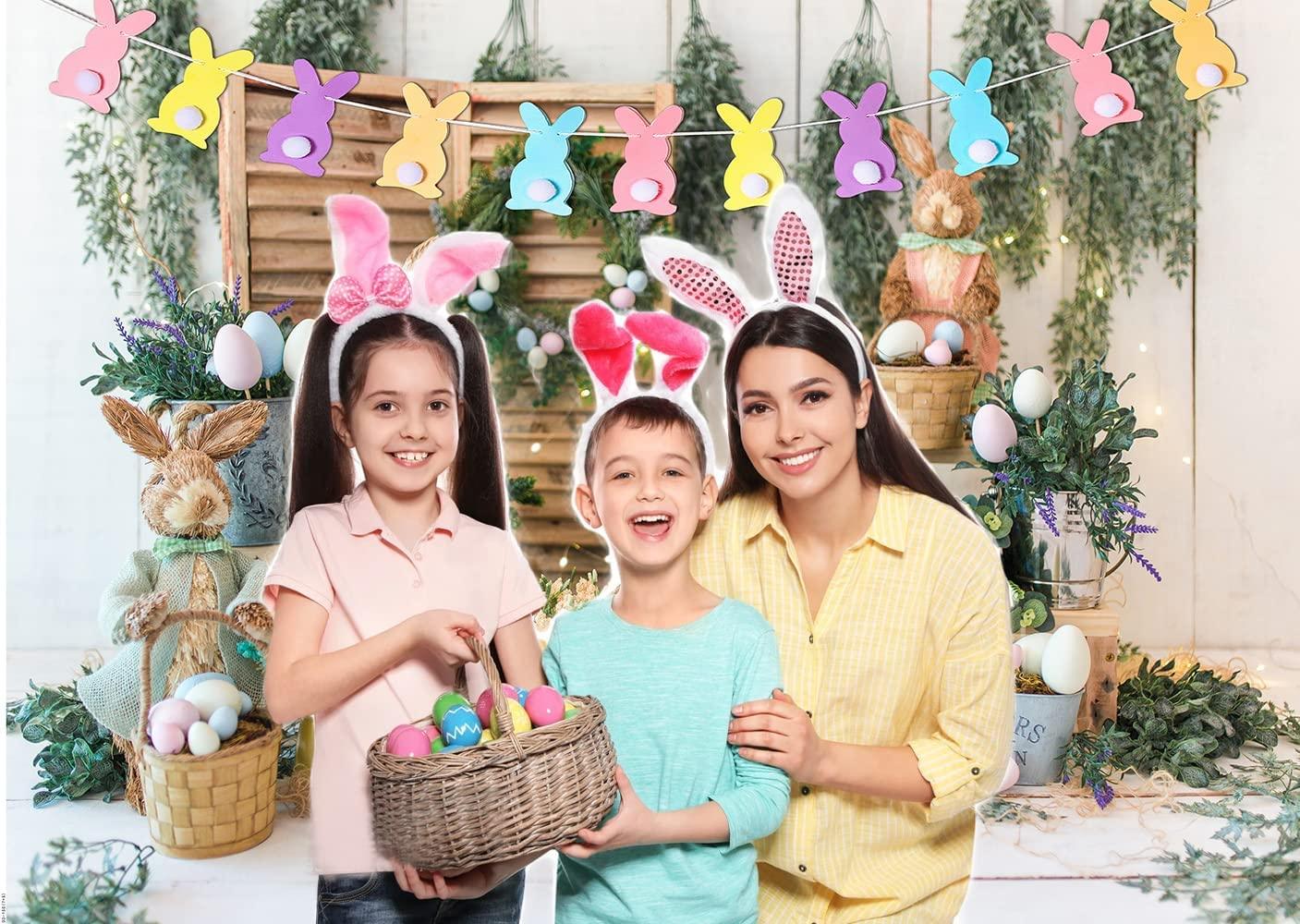 Easter Backdrop Spring Garden Rabbit Decoration Flower Stand Photography Background - Decotree.co Online Shop