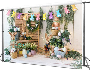 Easter Backdrop Spring Garden Rabbit Decoration Flower Stand Photography Background - Decotree.co Online Shop