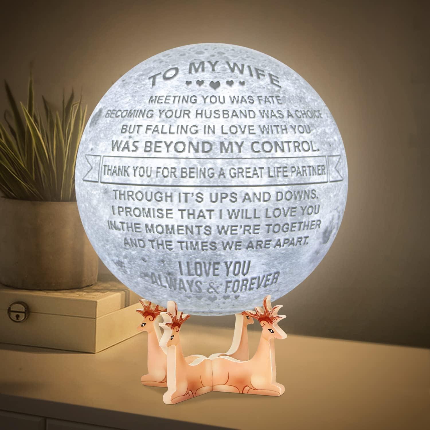 Engraved 3D Moon Lamp Gifts Wedding Anniversary for Wife ,to My Wife Gifts from Husband - Decotree.co Online Shop