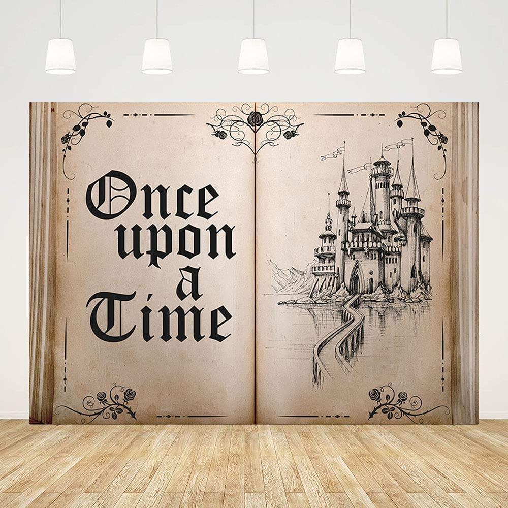 Fairy Tale Books Backdrop Old Opening Book Once Upon a Time Ancient Castle Princess Romantic Story Photo Background - Decotree.co Online Shop