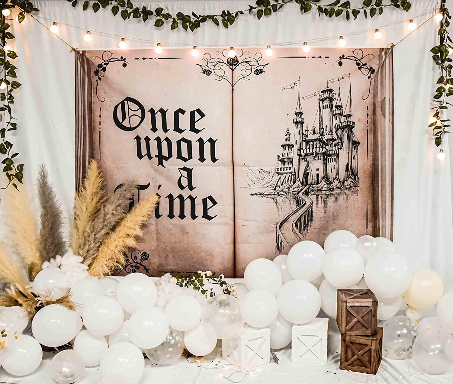 Fairy Tale Books Backdrop Old Opening Book Once Upon a Time Ancient Castle Princess Romantic Story Photo Background - Decotree.co Online Shop