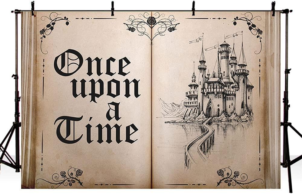 Fairy Tale Books Backdrop Old Opening Book Once Upon a Time Ancient Castle Princess Romantic Story Photo Background - Decotree.co Online Shop