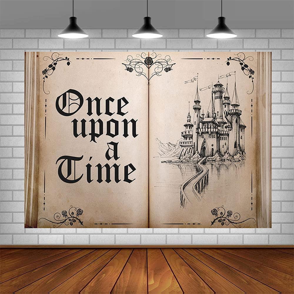 Fairy Tale Books Backdrop Old Opening Book Once Upon a Time Ancient Castle Princess Romantic Story Photo Background - Decotree.co Online Shop