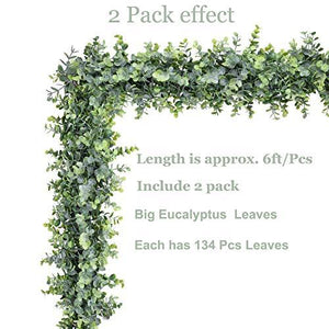 Faux Eucalyptus Garland Plant, 2 Pack Artificial Vines Hanging Eucalyptus Leaves Greenery Garland for Wedding Backdrop Arch - Decotree.co Online Shop