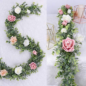 Faux Eucalyptus Garland Plant, 2 Pack Artificial Vines Hanging Eucalyptus Leaves Greenery Garland for Wedding Backdrop Arch - Decotree.co Online Shop