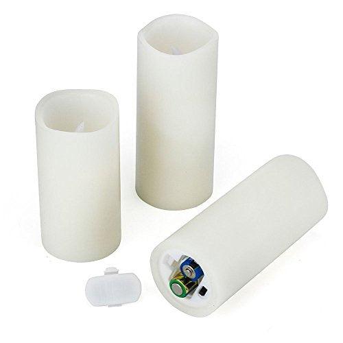 Flameless Flickering Battery Operated Candles one Set of 9 Ivory Real Wax Pillar LED Candles with 10-Key Remote and Cycling 24 Hours Timer - Decotree.co Online Shop