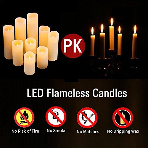 Flameless Flickering Battery Operated Candles one Set of 9 Ivory Real Wax Pillar LED Candles with 10-Key Remote and Cycling 24 Hours Timer - Decotree.co Online Shop