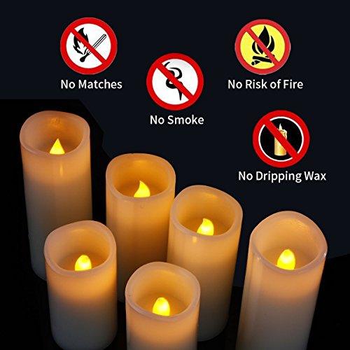 Flameless Flickering Battery Operated Candles one Set of 9 Ivory Real Wax Pillar LED Candles with 10-Key Remote and Cycling 24 Hours Timer - Decotree.co Online Shop