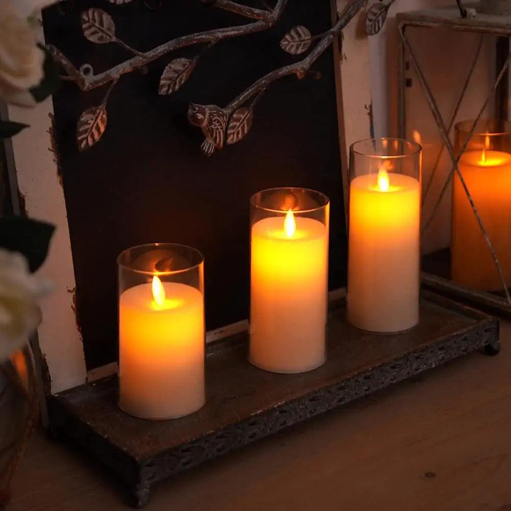 Flickering Flameless Candles, Battery Operated Acrylic LED Pillar Candles with Remote Control and Timer - Decotree.co Online Shop